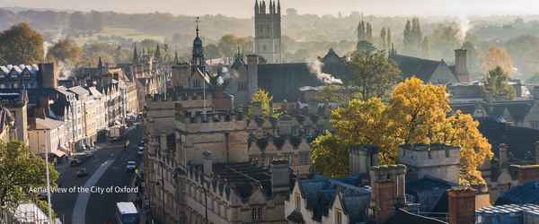 Aerial View over city of Oxford